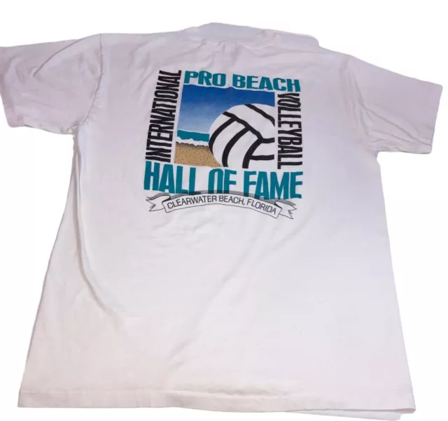 Vintage International Pro Beach Volleyball White T Shirt Sz L Single Stitch