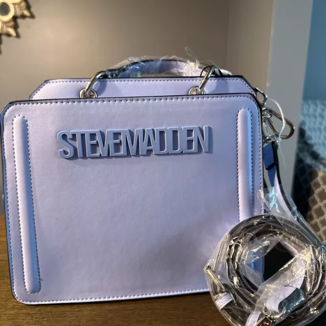 Steve Madden Bevelyn Satchel Crossbody Bag W Air Pod Case Cornflower Blue New