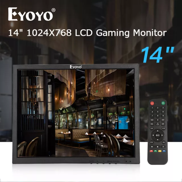 Eyoyo 14 ”1024x768 LCD TFT HDMI Monitor Sicherheitsanzeige für PC Computer DVR