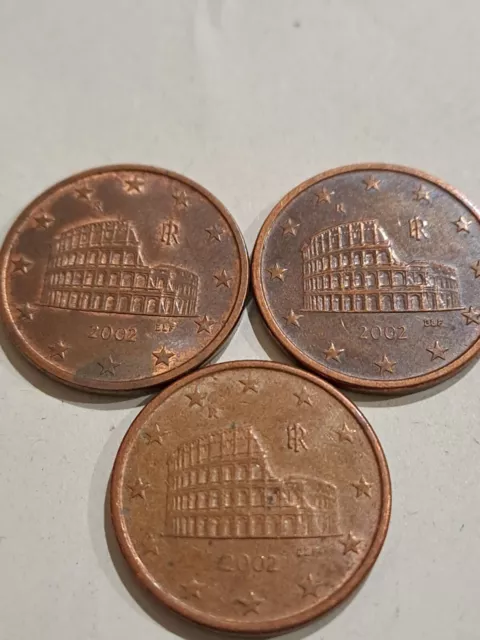 5 Cent Münzen 3 Stück Italien 2002
