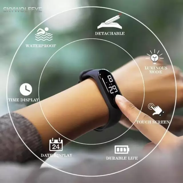 Unisex Waterproof Digital  LED Sports Watch, Fashion Wrist Wear