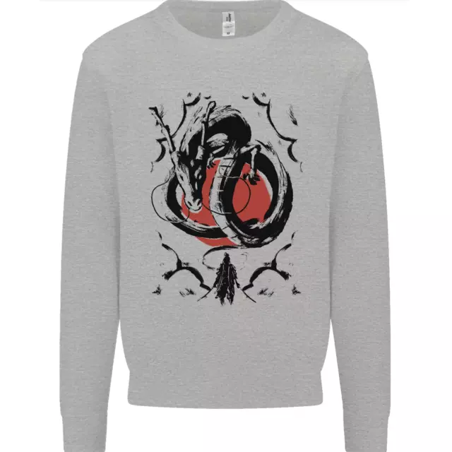 Samurai Warrior Dragon & Sun Fantasy MMA Mens Sweatshirt Jumper