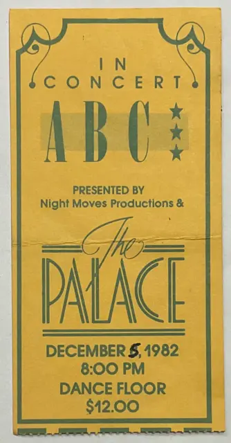 ABC Original Used Concert Ticket The Palace Los Angeles 5th Dec 1982