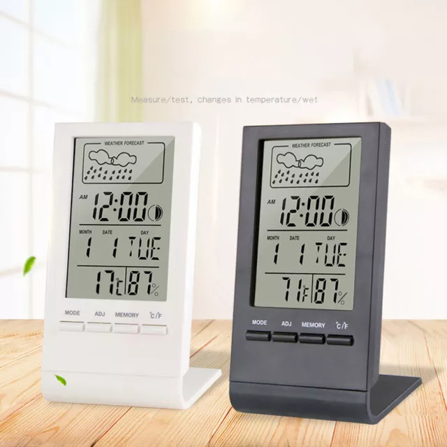 Digital LCD Thermometer Hygrometer Humidity Meter Temperature Clock Indoor Room