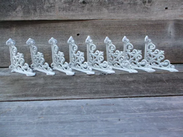 8 Antique Style Shelf Brace Wall Bracket Cast Iron Brackets SMALL White