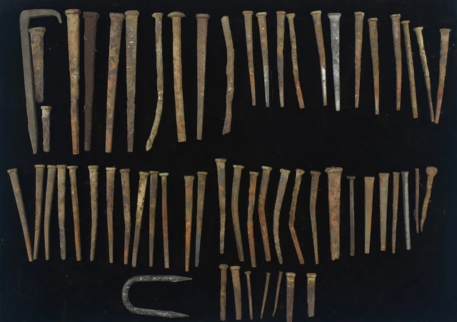 Antique LOT of 58 SQUARE NAILS MIXED SIZES 1 3/8" to 4 3/8" #04759