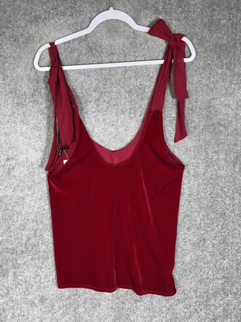 Gibson x Glam Squad Velour Adjustable Tie Strap Tank Top Womens Size XS Red NWT