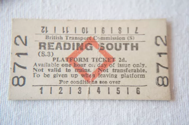 Reading South British Rail BTC Platform Railway Train Ticket