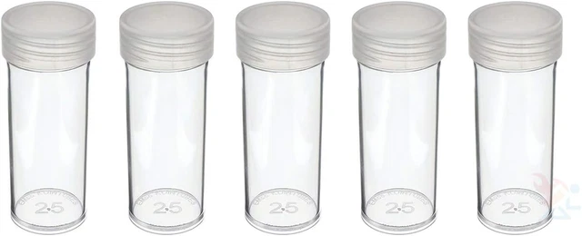 Coin Storage Tubes, round Clear Plastic W/ Screw on Tops for Quarter (Quantity o