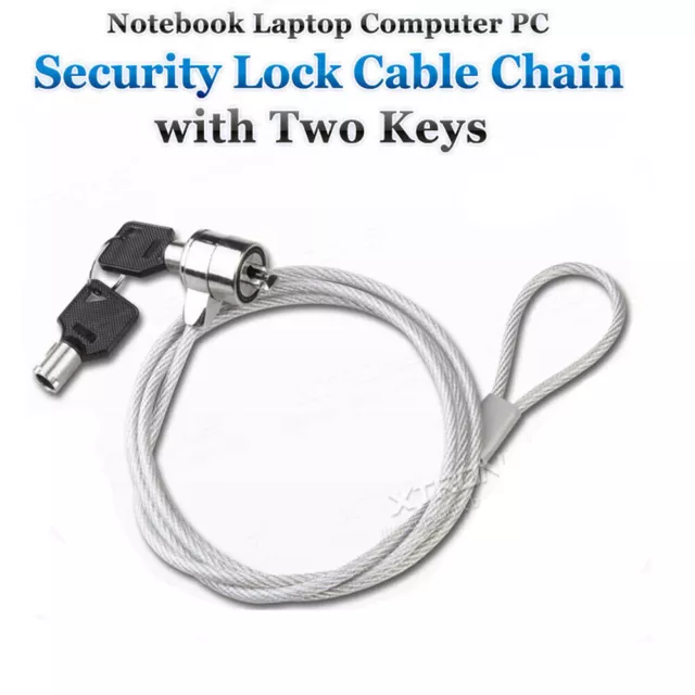 Notebook Laptop PC Security Lock Cable Chain with 2 Keys Anti-Theft Steel Alloy