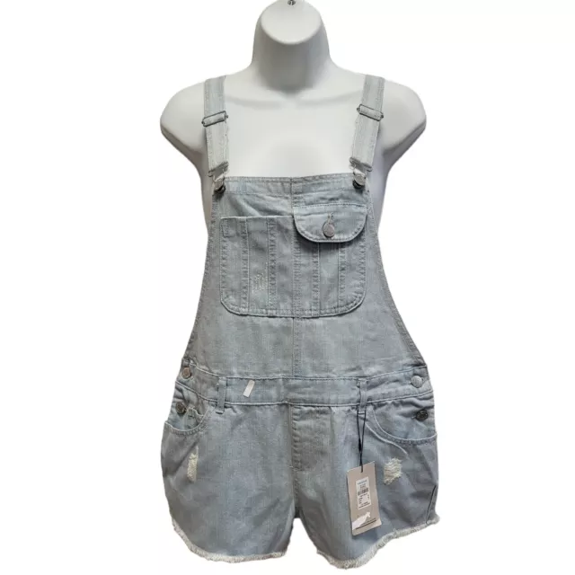 Primark BNWT Blue Denim Dungaree Shorts UK Women's Size 12 W30-32