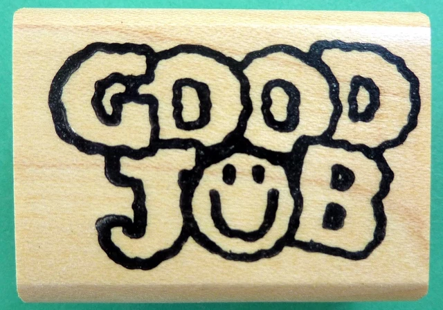 Good Job Smiley Teacher'S Rubber Stamp, Wood Mounted