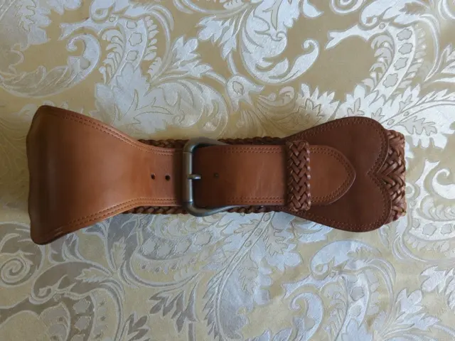 Cintura Donna Vintage John Lewis Small Medium taglia 36" tessuta lunga, pelle cinch