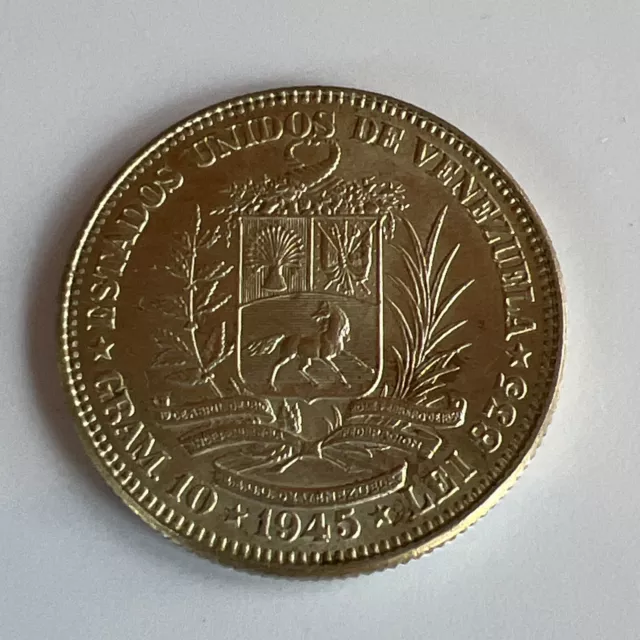 SILVER - WORLD COIN - 1945 Venezuela 2 Bolivares - World Silver Coin