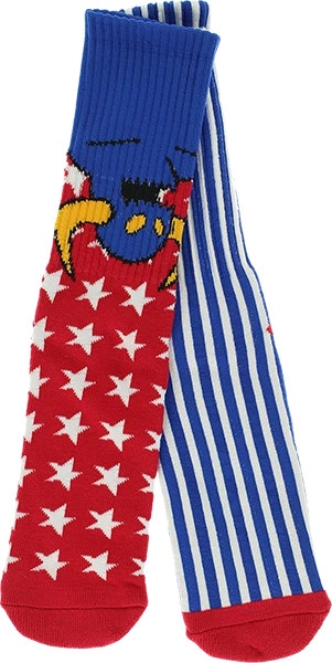 TOY MACHINE AMERICAN MONSTER CREW SOCKS-BLUE 1pr