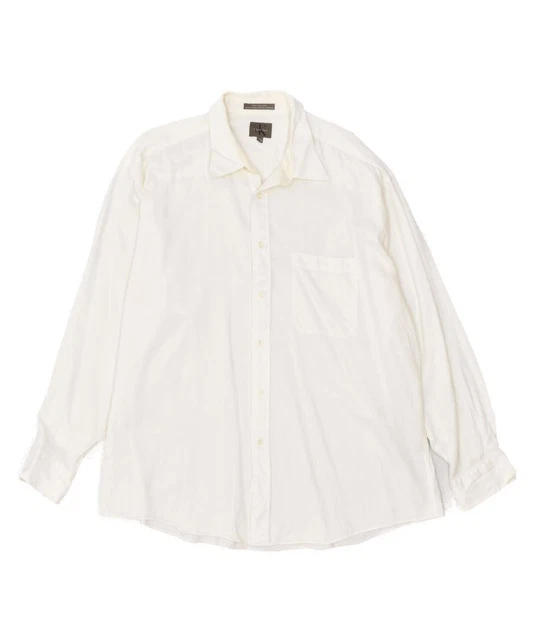 Camicia da uomo bianca Calvin Klein taglia 17 1/2 XL cotone OB10