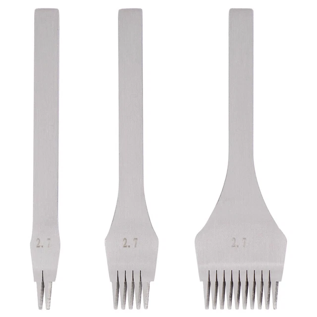 3 piezas herramienta perforadora de cuero herramienta artesanal de cuero orificio de cuero perforador plateado