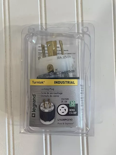 LeGrand Turnlok Locking Plug Industrial Grade L1430PCCV3 30 Amp 125/250V L14-30P