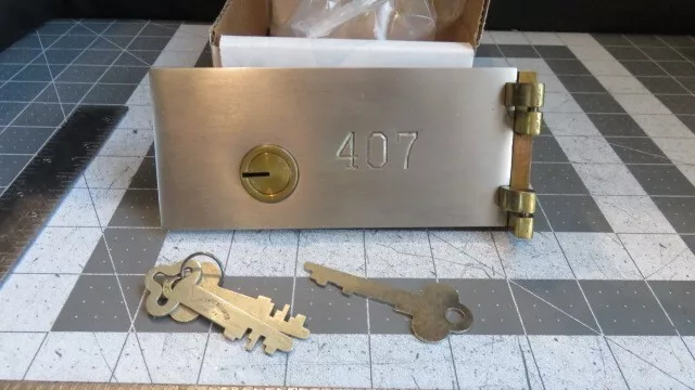 Antique L.L. Bates 1886 Safety Deposit Box Door, Hinges, 2 Op & 1 Guard Key #407