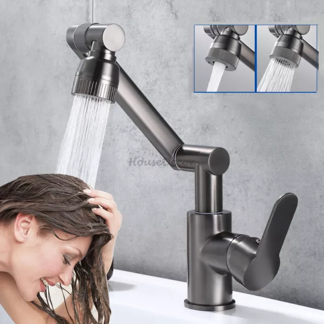 NEW Fold-able Swivel Spout Bathroom Sink Mixer Tap Wash Basin Universal Faucet