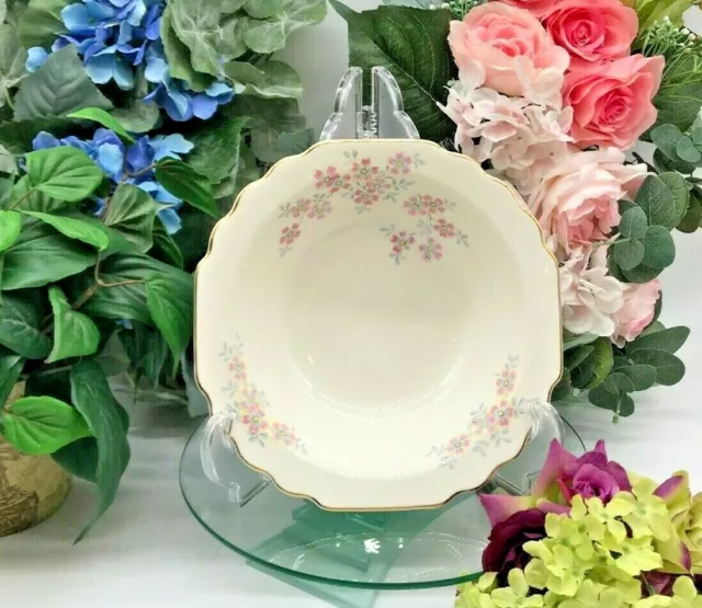 WS George Lido Pink/Blue Flowers Grey Leaves Serving/Vegetable Bowl 9"