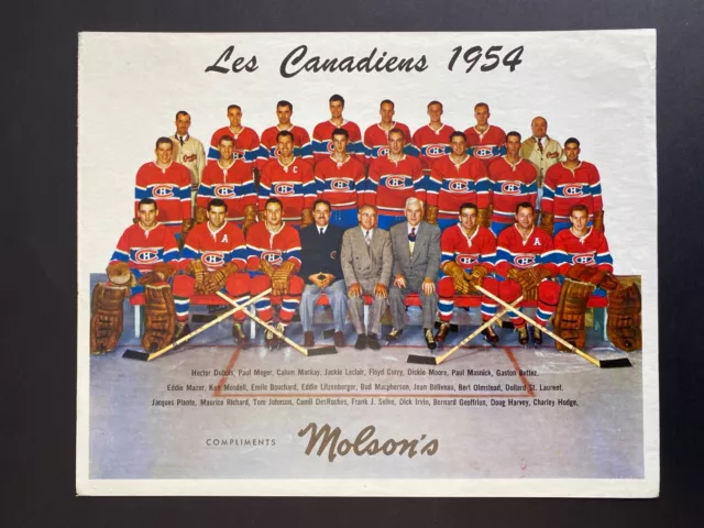 1954  MONTREAL CANADIENS Team Photo Molson's Brewery 8 x 10