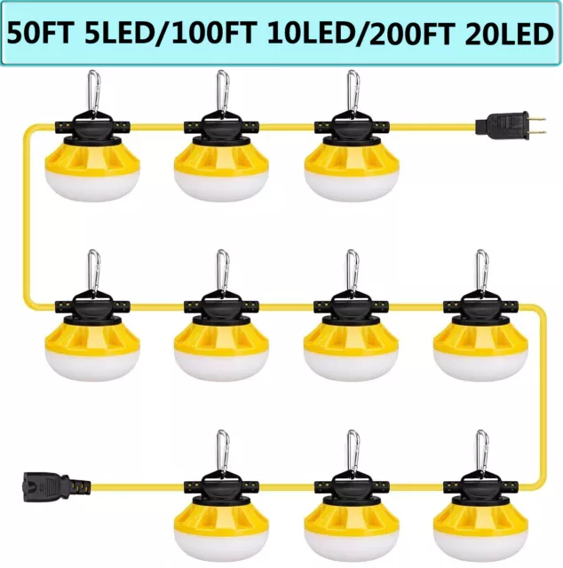 Construction String Lights LED Industrial Grade Work Light Waterproof 50-200ft