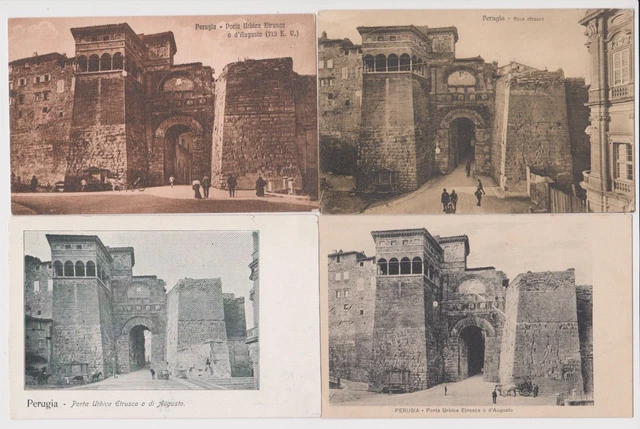 4 Antiche Cartoline Di Perugia - Arco Etrusco - Piccolo Formato, Basso Costo