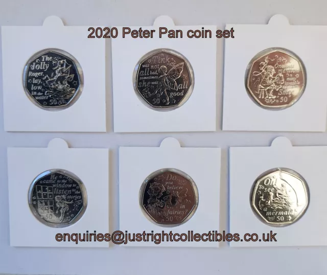 2020 Isle of Man  Peter Pan 50p coin Set Uncirculated coins Iom