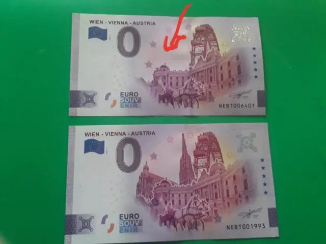 0 Euro Schein  NEBT 2023-1 Billet souvenir Austria Wien Vienna FAUTÉ  + Normal