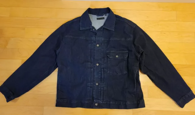 Uniqlo Mens Blue Denim Long Sleeve Collared Button-Up Jacket Size XL