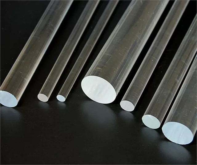 Acrylique Transparent Tige 15MM - 50MM Longueurs Rond perspex Solide Barre 100MM