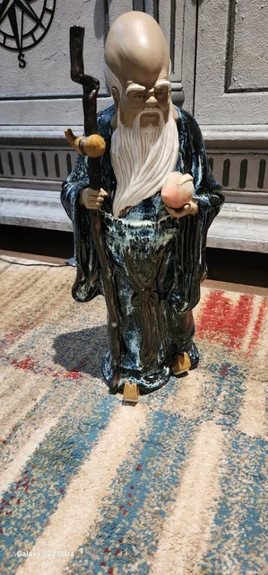 Vintage Chinese God Of Longevity Shou Lao Shou Xing Shiwan Mud Man 17.5”