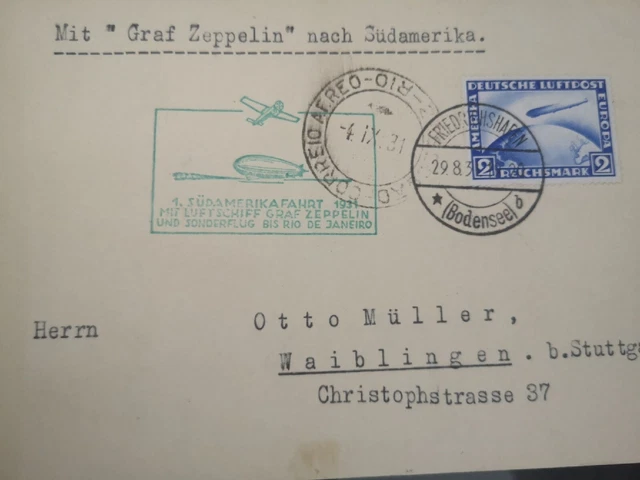 Zeppelinpost  echt gelaufen