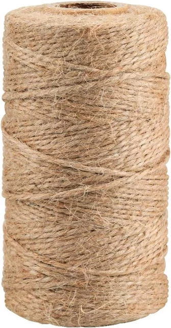 Corde de yute JijAcraft, cuerda de jardín de 328 pies, cuerda de yute de 1,5 mm, 2 capas naturales -