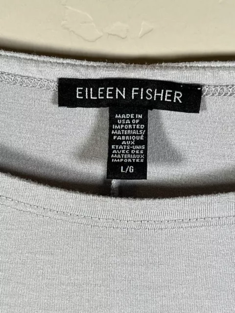 Eileen Fisher Tunic Womens Large Tencel Jersey Tee Flowy Basic Light Grey 2