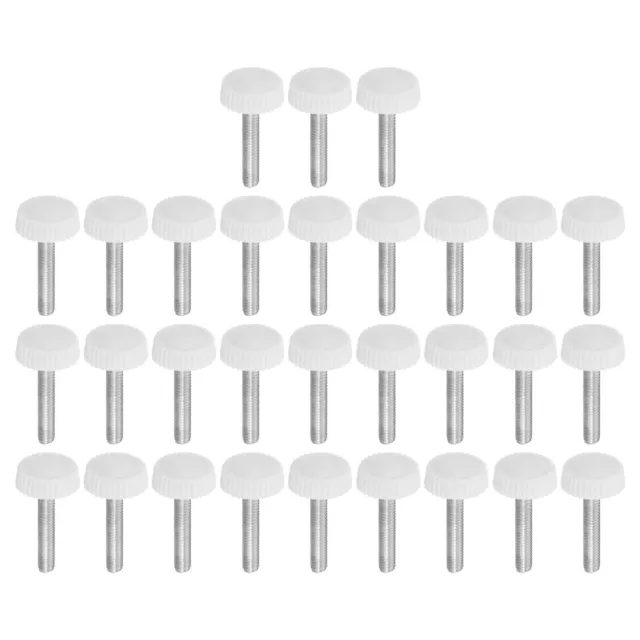 30pcs M4x22mm Knurled Thumb Screw Clamping Screw Knobs Grip Bolt Fasteners White