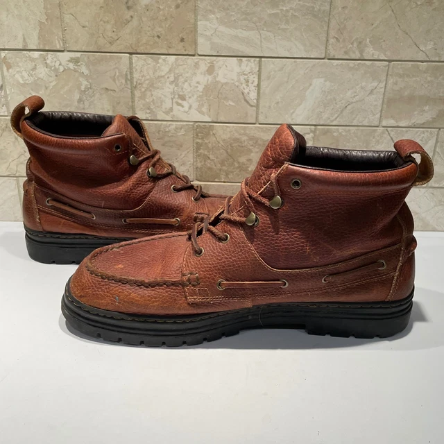 Pebbeld JUSTIN MENS 991 Brown Pebbled Leather Chukka Moc Toe Lug Sole Boots ...
