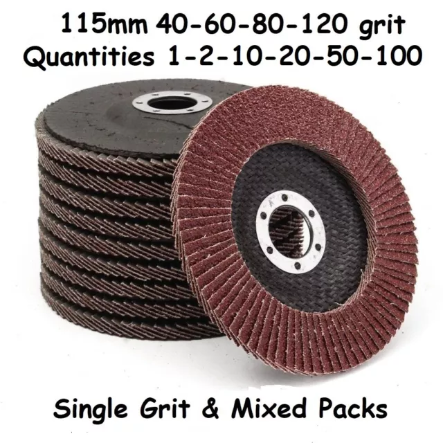 FLAP DISC 115m - 4.5 inch - 4.1/2 INCH - 40 60 80 120 GRIT For Metal