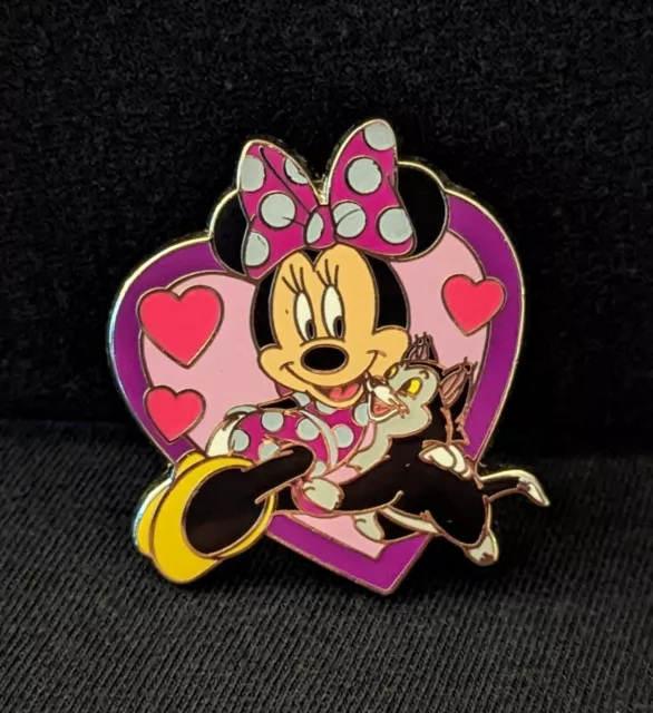 Minnie Mouse And Figaro The Cat Heart Disney Parks Trading Pin