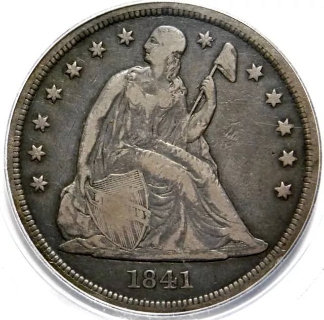 🥶🇺🇸🩶💙🗽Pcgs F12 1841 Seated Liberty Dollar, Mintage 173,000