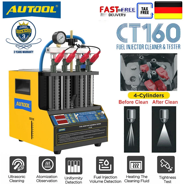 AUTOOL CT160 Nettoyeur Et Testeur D'Injecteurs 220V - Machine à Ultrasons 4 Cylindres Pour Voiture Et Moto