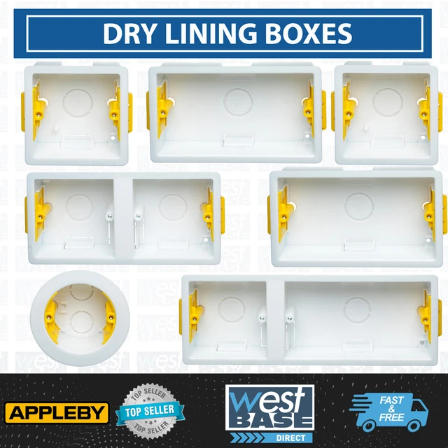 APPLEBY DRY LINING BACK BOX Plasterboard SINGLE DOUBLE Round 1G 2G 35mm