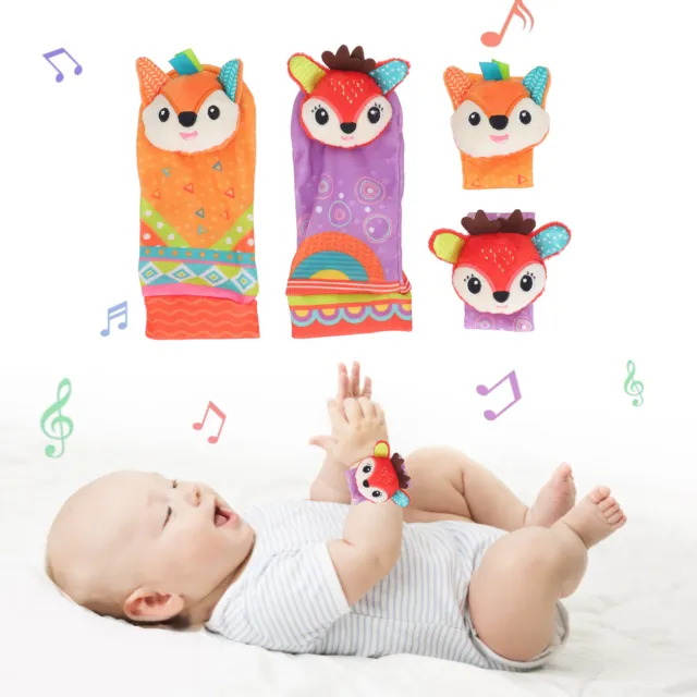 (Type 3)Baby Wrist Rattles Toy Baby Wrist Rattles Toy Colorful Pattern Soft