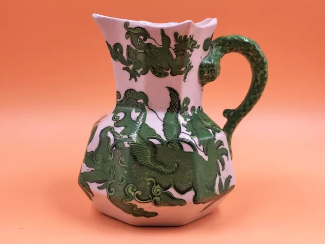 Masons Ironstone Green Chinese Dragon design Hydra jug. c1890's. B9479. 5.25".