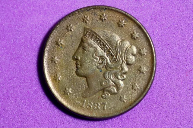 ESTATE FIND 1837 Coronet Head Large Cent #M12494