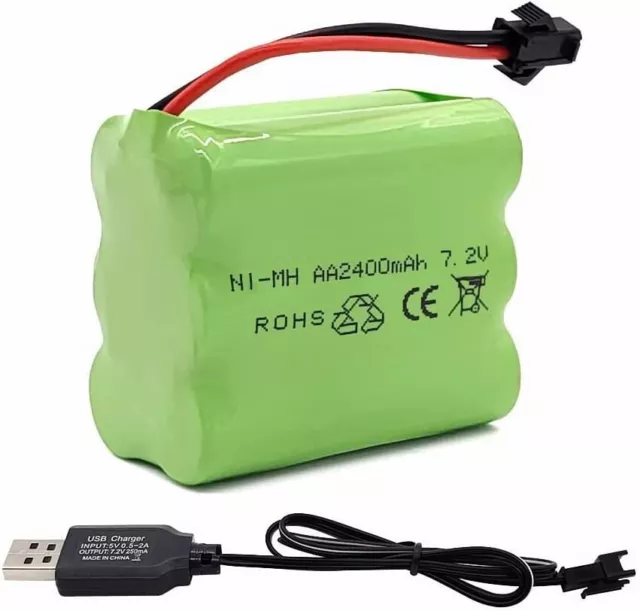 Batteria RC NiMH 7.2V 2400mAh batteria AA ricaricabile con cavo di ricarica USB