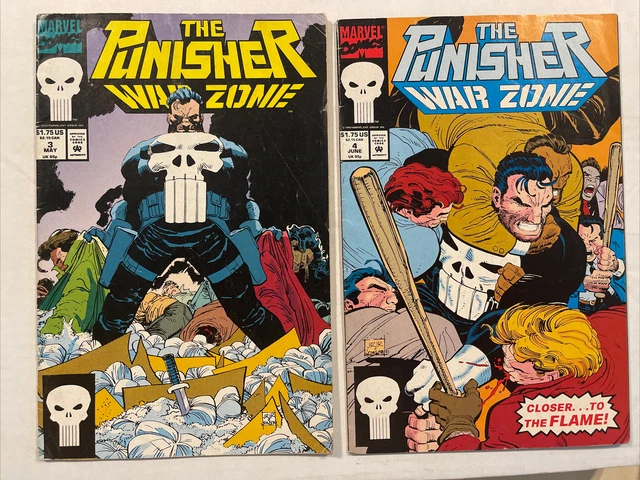 Lot Of 2 Marvel Comics The Punisher War Zone #3&4 June 1992 John Romita Jr 17