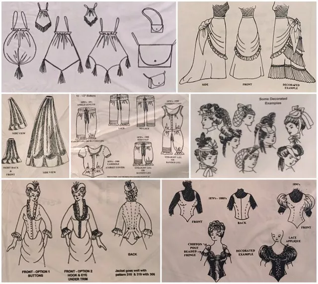 Victorian & Edwardian Jackets, Bustles, Skirts, Blouses, Waist Wingeo Patterns