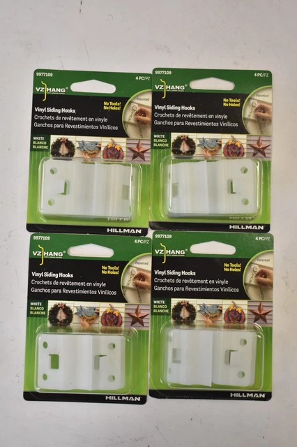 Lot of 16 Hillman VZ Hang Vinyl Siding Hooks White Wall Mounting Hardware